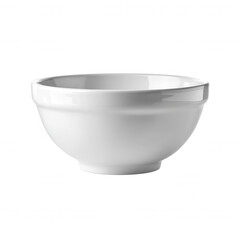 Poster - A simple, clean white ceramic bowl sits alone on a white background, reflecting light and showing a slight shadow underneath, creating a minimalist image.