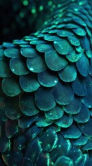 Poster - Vibrant teal scales shining under soft light in a mystical underwater setting