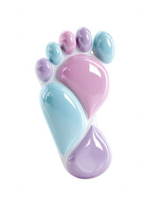 Poster - A whical foot shape made of pastel colored candy drops creates an appealing, playful design against a bright white background, ideal for children's products.