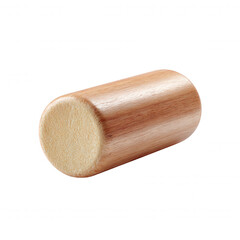 Poster - A polished wooden cylinder stands against a bright white background, highlighting its smooth surface and natural wood grain in a simple, minimalist composition.