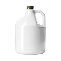 Poster - A blank white plastic gallon jug with a handle and green cap, isolated on a white background, casting soft shadows for use as product packaging mockup.