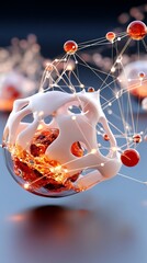 Poster - Abstract 3D render of glowing organic form with interconnected nodes