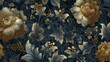 © Nurul - Luxurious gold and dark blue floral pattern