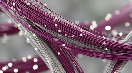 Poster - Abstract interwoven strands of purple and gray, with glittering particles