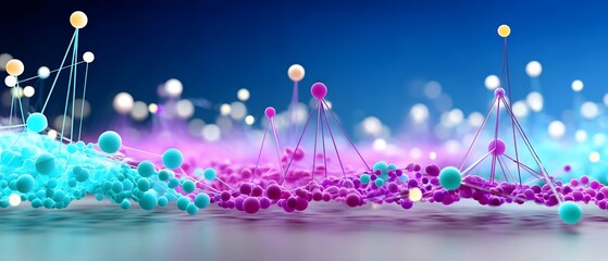 Poster - Abstract network of vibrant spheres & lines