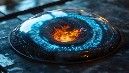 Aufkleber - Tech Portal: Abstract Sci-Fi Vortex of Light and Energy on Dark Surface