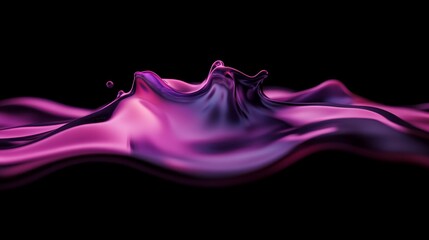 Fototapete - A smooth, iridescent fluid displays wave-like edges, showcasing vibrant neon colors while hovering in space, creating an abstract and futuristic visual effect
