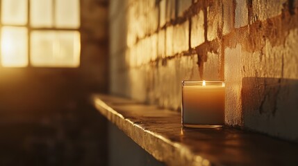 Aufkleber - Delicate candlelight glows inside a vintage jar, casting a warm mosaic of patterns on the wall and filling the space with a sense of quiet comfort