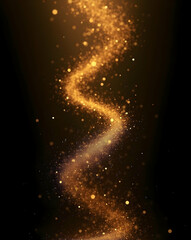 Poster - Luminous Stream of Golden Particles, An Abstract Display of Floating, Glittering Dust Creating a Magical and Dreamlike Effect for Backgrounds and Designs