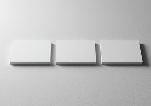 3D Render Blank White Business Cards Mockup on Concrete