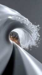 Poster - A colossal wave frozen mid-crash, inside it, a fully functioning city thrives, seamlessly blending nature and civilization, cinematic realism, dynamic lighting, ultra-detailed