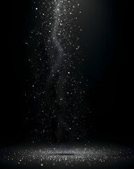 Poster - Mystical cascade of shimmering particles in a luxe studio, creating an ethereal and enchanting atmosphere with a dramatic play of light and shadow