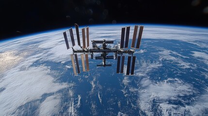 Wall Mural - International Space Station orbiting the earth.