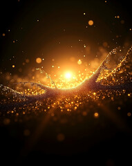 Poster - Radiant Abstract, A Golden Cascade of Light and Particles Creating a Luminous and Dreamlike Composition with a Touch of Ethereal Beauty