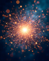 Poster - Radiant Burst, A Densely Packed Festive Holiday Illumination Displaying Vibrant Energy Emanating Outward into a Cosmic Dance of Light and Color