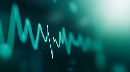 Poster - A glowing green ECG line is illustrated from a stylized heart against a dark teal backdrop, representing vitality and advancements in medical technology