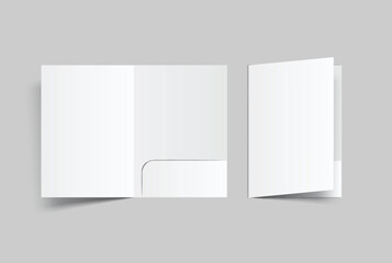 3d a4 size single pocket folder, open leaflet, bifold mockup isolated on background.blank folder pap
