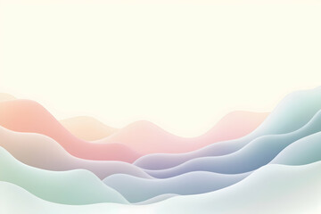 Poster - Serene Pastel Waves, An Abstract Landscape of Pale Peach, Lavender, and Soft Hues Creating a Tranquil and Dreamy Ambiance with Flowing Feathery Texture