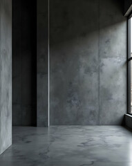 Poster - Sleek Modern Interior, A Spacious Concrete Room with Natural Light, Ideal for Contemporary Design and Minimalist Aesthetics, Offering a Serene and Versatile Space