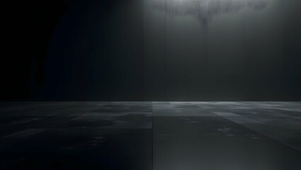 Poster - sleek obsidian floor, a minimalist interior space with high-gloss tiles reflecting ambient light, cr