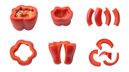 Poster - Deconstructed red bell pepper segments showcasing culinary applications, fresh produce