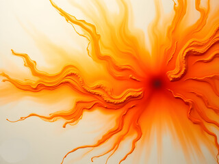 Poster - Vibrant Radiance, A Captivating Explosion of Orange Pigment Swirls Across the Canvas, Displaying Dynamic Energy and Artistic Flair in Abstract Form