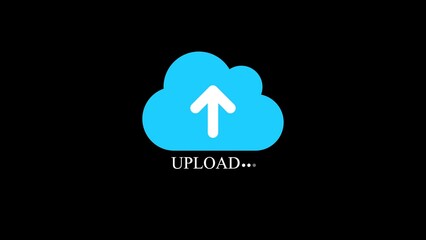 Poster - Cloud upload symbol with arrow indicates process in progress showing digital data transfer connectivity technology and online storage services