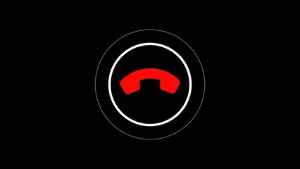 Poster - Red phone handset icon representing a disconnected call or hang up symbol in a minimalist style against a dark background, suitable for ui ux design.