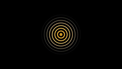 Poster - Concentric circle design in yellow and gold tones on a dark black background a minimalist graphic design for visual communication and concepts