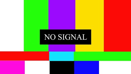 Poster - Classic television test pattern with no signal text representing absence of communication or technical issues on screen