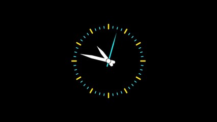 Poster - Minimalist clock design on black background demonstrating time concepts punctuality deadlines and time management strategies in abstract visualization