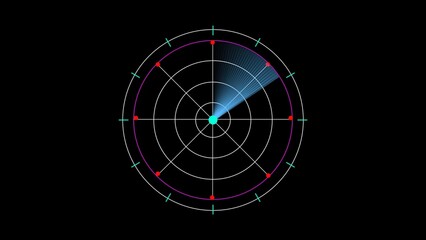 Poster - Abstract radar system illustration depicting scanning and detection showing modern technology and information visualization on dark background