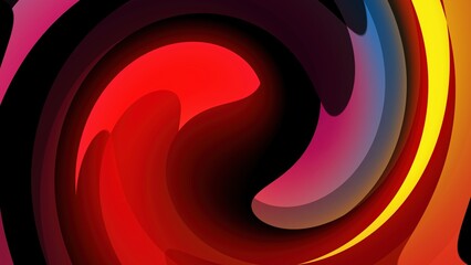 Poster - Abstract swirl design with dynamic color gradient featuring red, black, yellow, and pink hues creating a modern artistic and vibrant visual for graphics and backgrounds
