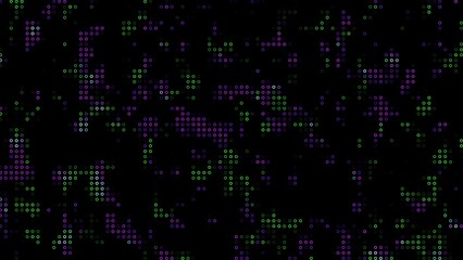 Poster - Abstract digital art featuring a mosaic of colorful neon circle patterns on a dark black background, perfect for technological and modern design applications.
