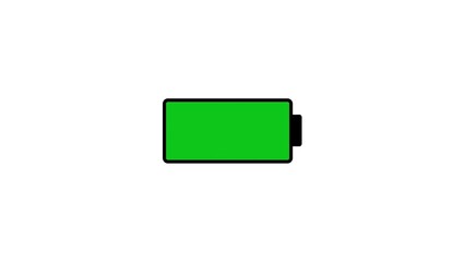 Poster - Fully charged battery icon illustration for technology and energy concept with green indicator and white background design