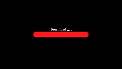 Fototapete - Download progress indicator red bar animation against black background representing software loading and data transfer process visualized