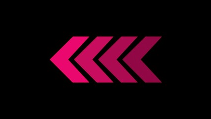 Poster - Modern abstract arrow design featuring four magenta arrows pointing leftward on a solid black background creating a simple yet stylish composition