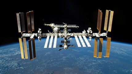 Wall Mural - A vast space station orbiting the earth.