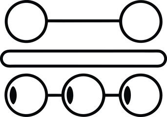 Poster - Simple black and white graphic illustration of abstract connected circular shapes and a line.