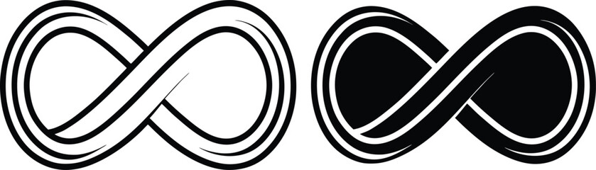 Poster - Two infinity symbols black and white vector illustration for design and creative concepts