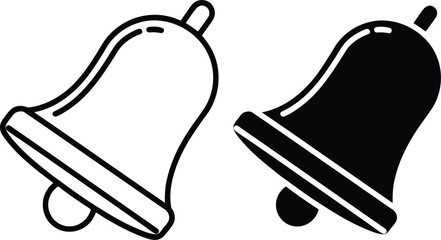 Poster - Elegant minimalist bell icon in black and white outlines for various notifications