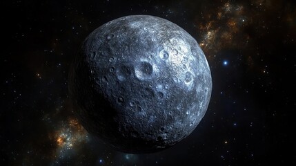 Wall Mural - Celestial body with craters in cosmic space.