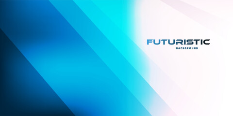 Poster - A futuristic background with abstract geometric shapes in blue and white. Clean lines and a dynamic layout create a sleek, modern design, perfect for digital projects, presentations and branding.