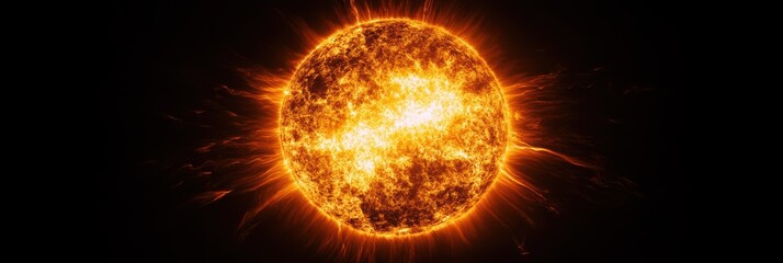 Poster - Beautiful sun flare with vibrant colors against a black minimalist background