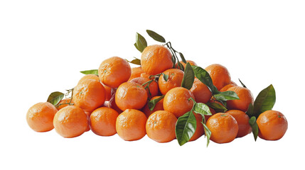 Poster - Invigorating Citrus Display: Vibrant Tangerines Stacked with Fresh Green Leaves