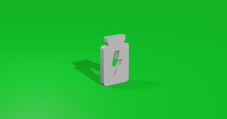 Poster - Isolated realistic white power jar symbol front view with shadow. 3d illustration on green chroma key background