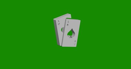 Poster - Isolated realistic white two aces symbol front view with shadow. 3d illustration on green chroma key background