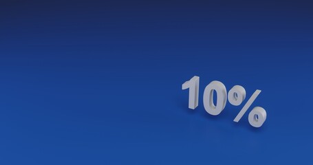 Poster - Isolated realistic white 10 percent symbol with shadow. Located on the right side of the scene. 3d illustration on transparent background