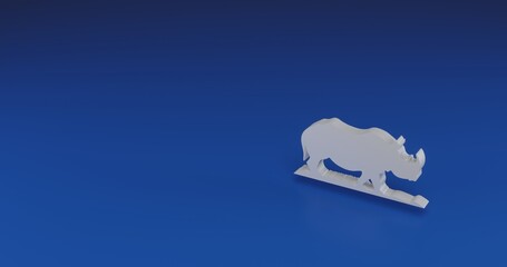 Poster - Isolated realistic white wild rhino symbol with shadow. Located on the right side of the scene. 3d illustration on transparent background