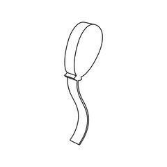 Poster - The outline of a large balloon symbol is made with black lines. 3D view of the object in perspective. Vector illustration on white background